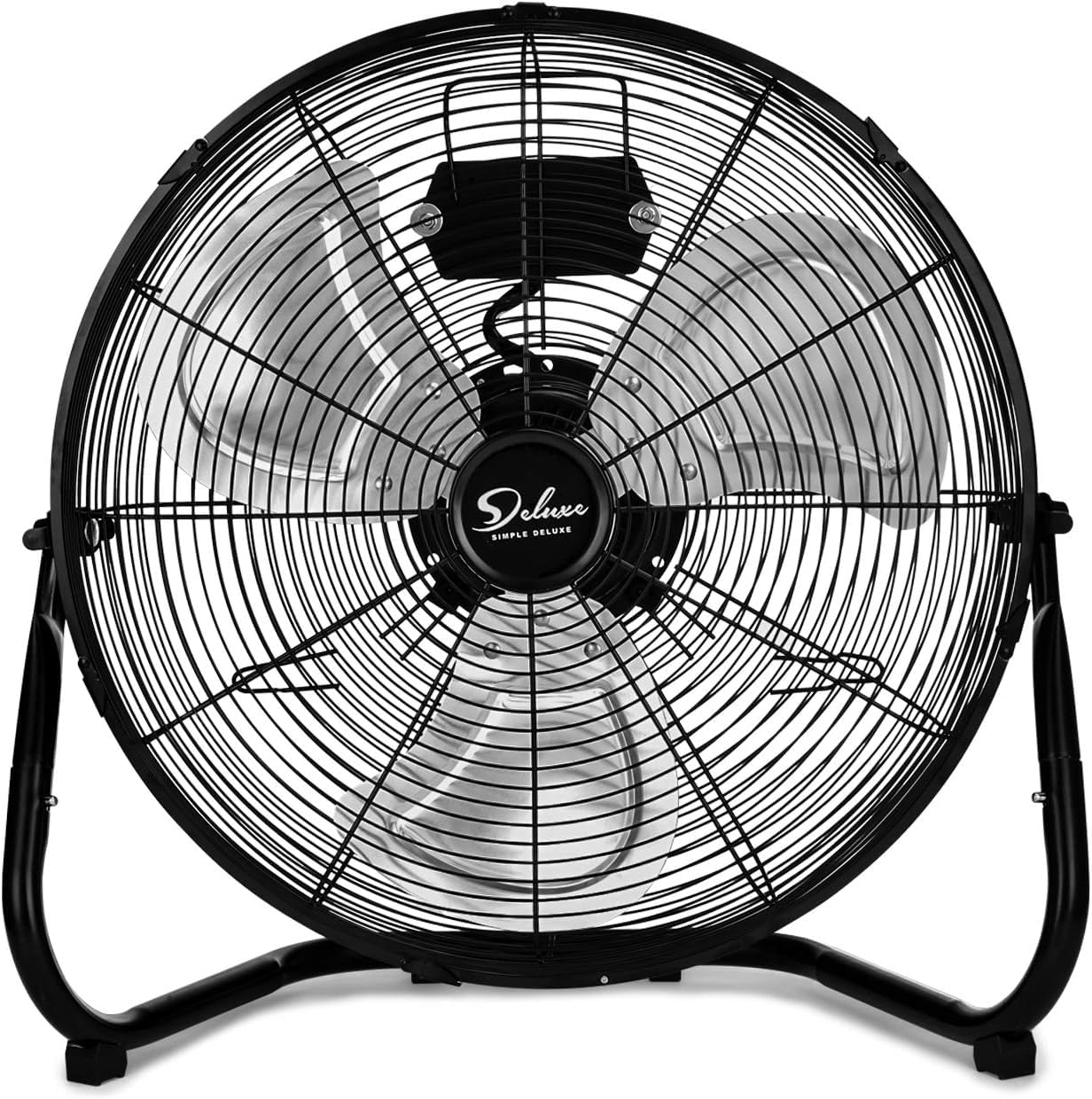 Simple Deluxe 20 Inch 3-Speed High Velocity Heavy Duty Metal Industrial Floor Fans Quiet for Home, Commercial, Residential, and Greenhouse Use, Outdoor/Indoor, Black, 1-Pack