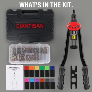 Rivet Nut Tool, GIANTISAN 16-Inch Rivnut Tool Kit with 12 Metric and SAE Mandrels, 176Pcs Rivet nut Assortment Kit, and Rugged Carrying Case