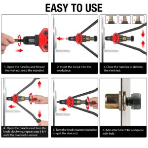 Rivet Nut Tool, GIANTISAN 16-Inch Rivnut Tool Kit with 12 Metric and SAE Mandrels, 176Pcs Rivet nut Assortment Kit, and Rugged Carrying Case