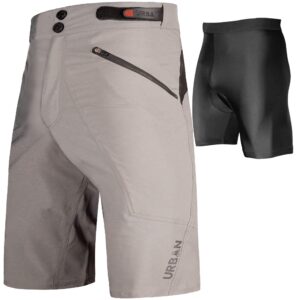 urban cycling apparel men's mtb mountain bike shorts with pad (large, grey)