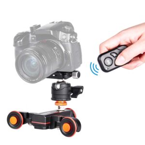 andoer 3-wheels motorized camera video auto dolly with ballhead, electric track rail slider dolly car with wirelesss remote control, 3 speed adjustable for dslr camera camcorder gopro smartphones