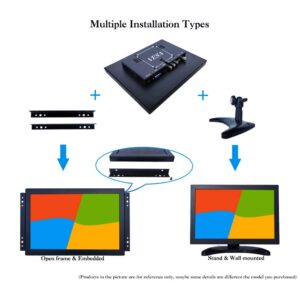 iChawk 10.1" inch Monitor 1280x800 16:10 720p Fullview Widescreen HDMI-in VGA USB Metal Shell Embedded Open Frame Resistive Touchscreen Monitor LCD Screen PC Display with Built-in Speaker K101MT-59R