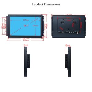 iChawk 10.1" inch Monitor 1280x800 16:10 720p Fullview Widescreen HDMI-in VGA USB Metal Shell Embedded Open Frame Resistive Touchscreen Monitor LCD Screen PC Display with Built-in Speaker K101MT-59R