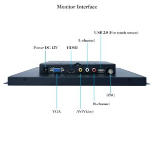 iChawk 10.1" inch Monitor 1280x800 16:10 720p Fullview Widescreen HDMI-in VGA USB Metal Shell Embedded Open Frame Resistive Touchscreen Monitor LCD Screen PC Display with Built-in Speaker K101MT-59R