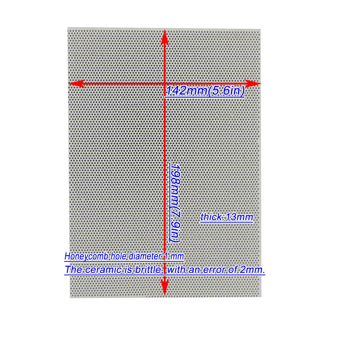 Meter Star Heat-resistant Ceramic Plate Heat Storage Tablets, Barbecue Oven Square Honeycomb Ceramic Plate,Size 7.8in*5.59in*0.551in