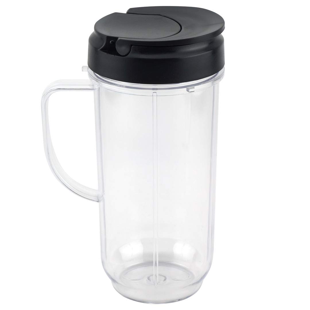 22 oz Tall Cup with Flip Top To-Go Lid Replacement Part compatible with Magic Bullet 250W MB1001 Blenders