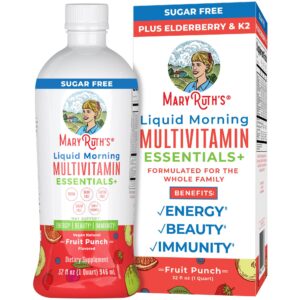 Multivitamin Multimineral for Women Men & Kids by MaryRuth's | No Added Sugar | Vegan Liquid Vitamins for Adults & Kids | Mens, Womens Multivitamin | Energy & Beauty Booster | 32oz (Package May Vary)