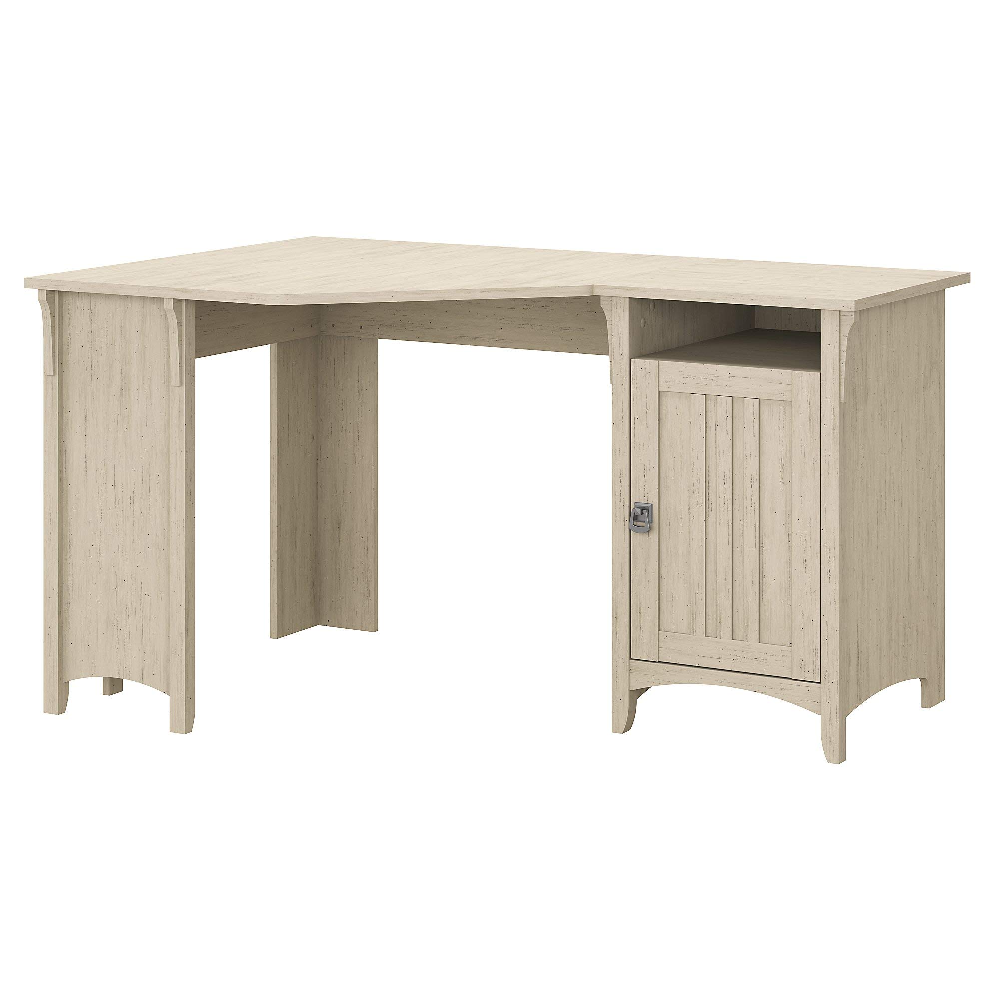 Bush Furniture Salinas 55 Inch W Corner Desk with Storage Cabinet, Antique White (SAD155AW-03)