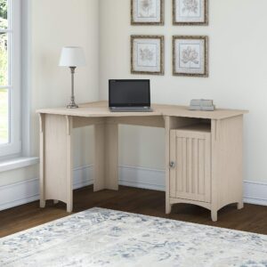 Bush Furniture Salinas 55 Inch W Corner Desk with Storage Cabinet, Antique White (SAD155AW-03)