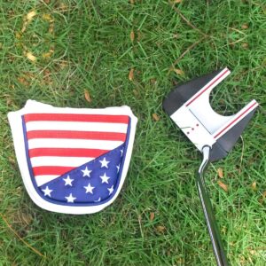 Mallet Putter Cover Headcover Golf Headcover Club Protector Magnetic Closure for Odyssey 2ball 2 Ball Two Ball Scotty Cameron Taylormade USA American Flag Red Blue White