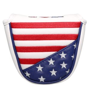 Mallet Putter Cover Headcover Golf Headcover Club Protector Magnetic Closure for Odyssey 2ball 2 Ball Two Ball Scotty Cameron Taylormade USA American Flag Red Blue White