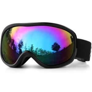 sposune ski goggles over glasses with dual lens, anti-fog anti-uv snow goggle for men women youth skiing snowmobile