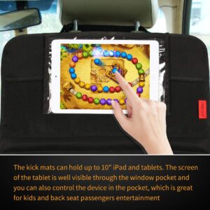 DEAR AUTO Car Backseat Organizer - Car Seat Protector - 2 Pack - Premium Quality Car Kick Mats with 10" Tablet Holder - Extra Large Pocket-ECO Friendly Waterproof material- Sturdy Top