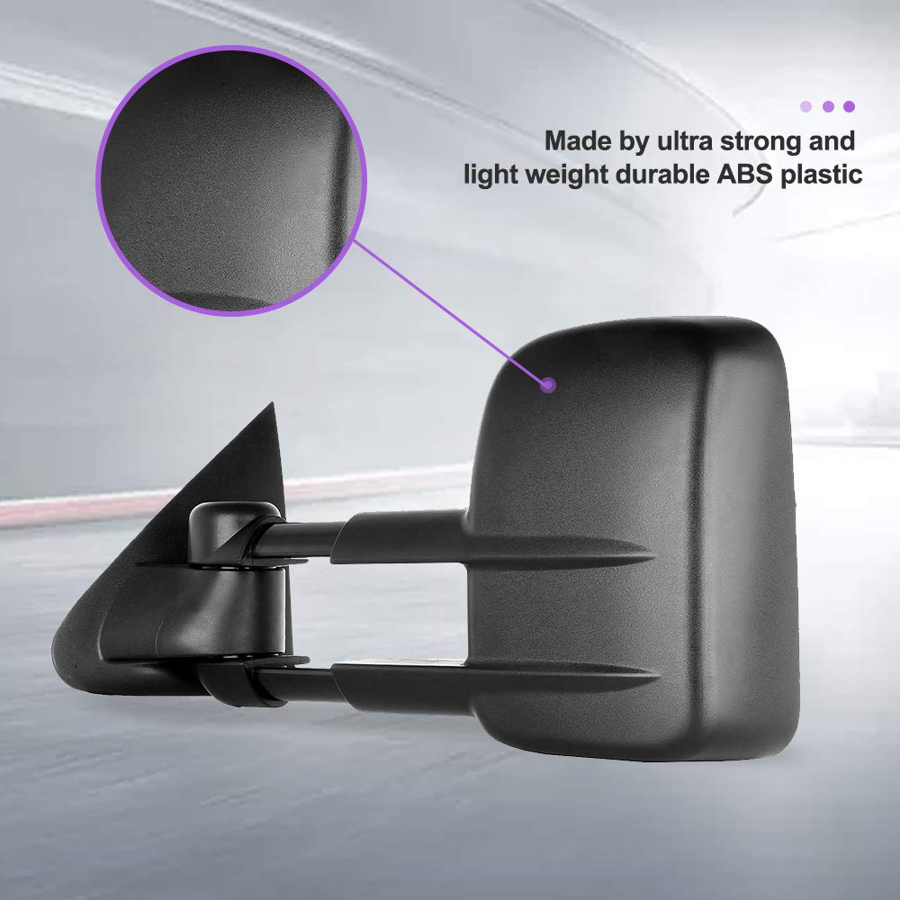 INEEDUP Tow Mirrors Towing Mirrors Fit for 1997-2003 for Ford for F150 Standard and Extended Cab with Left Right Side Power Operation Non-Heated Without Turn Signal Light