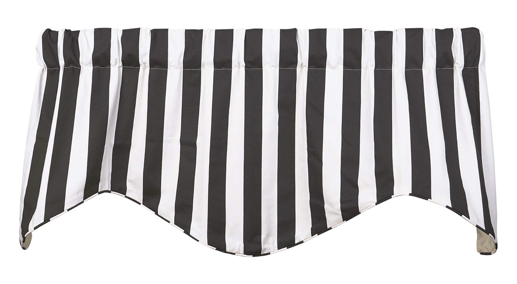 Decorative Things Window Treatments Valance Curtains Kitchen Window Valances or Living Room Curtains Short Swag Valence Striped Black and White, Rod Pocket 53" x 18"