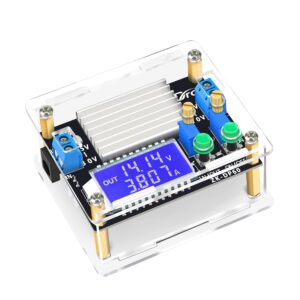 drok boost buck converter, dc 5.5-30v to 0.5-30v 5v 12v 24v output adjustable power supply regulator module, 4a 35w high power voltage step up down converter board with case lcd display