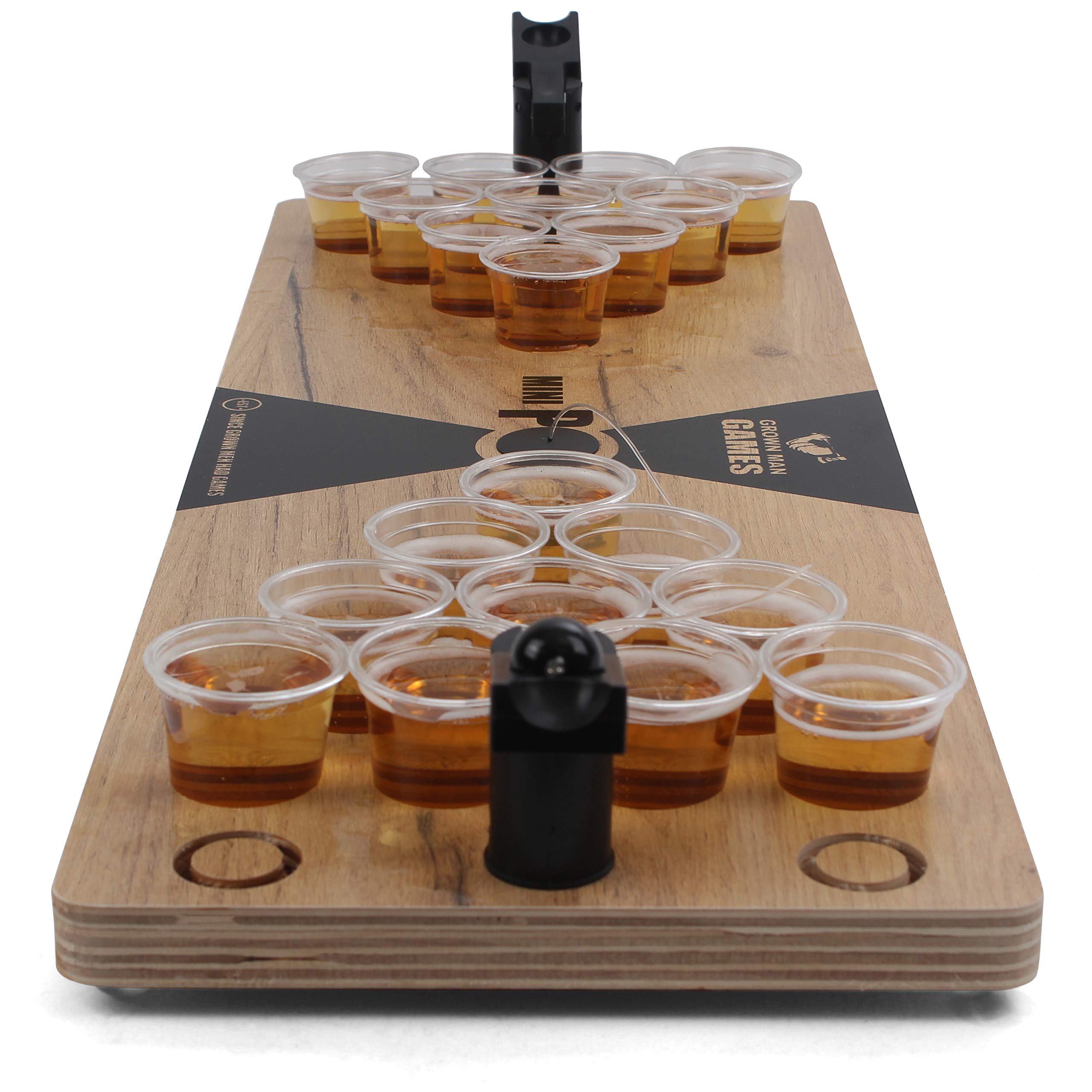 Grown Man Games Mini Beer Pong - Drinking Game - Party Game - Beer Game - Tabletop Beer Pong Table - Mini Pong Mini Game - Tabletop Beer Pong Set