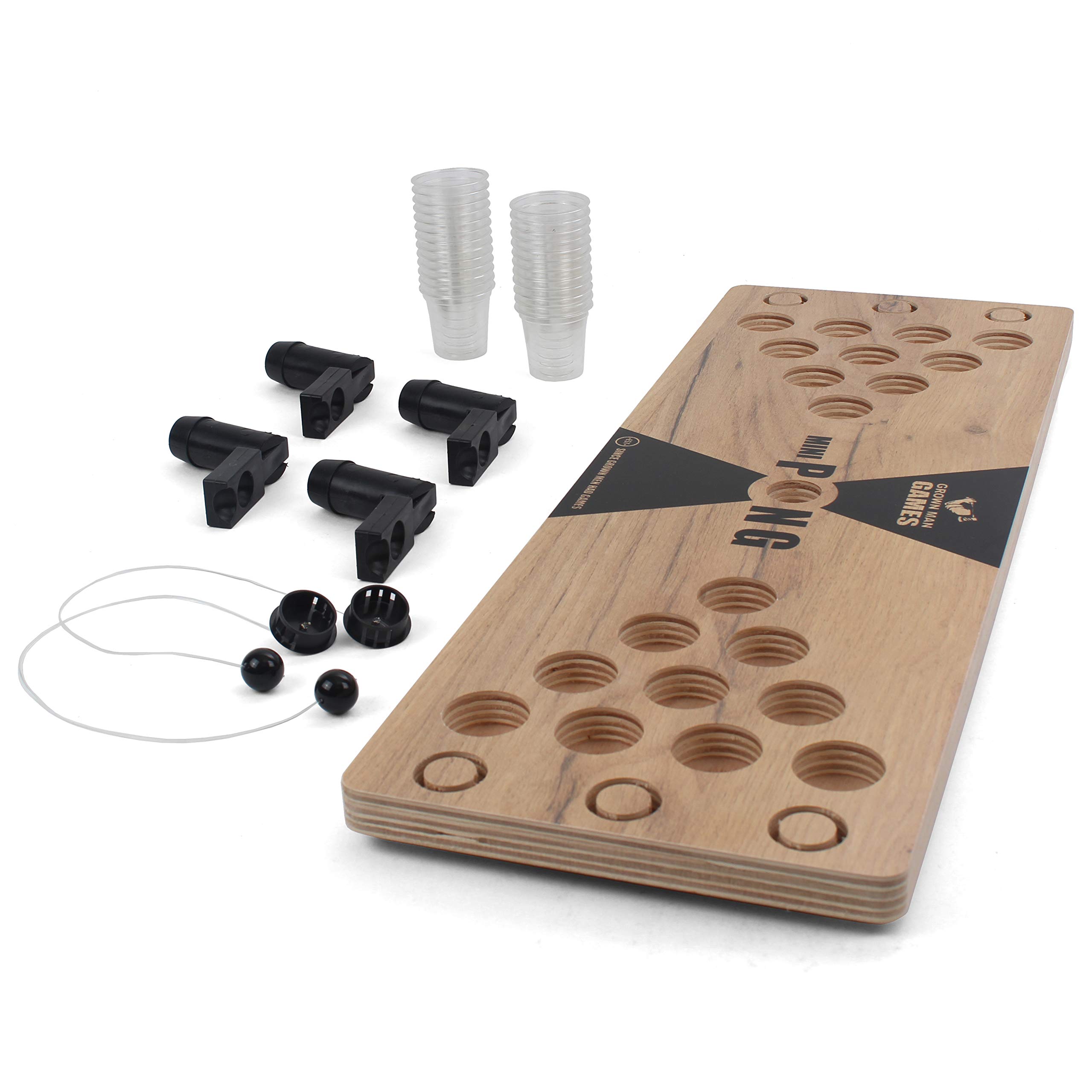 Grown Man Games Mini Beer Pong - Drinking Game - Party Game - Beer Game - Tabletop Beer Pong Table - Mini Pong Mini Game - Tabletop Beer Pong Set