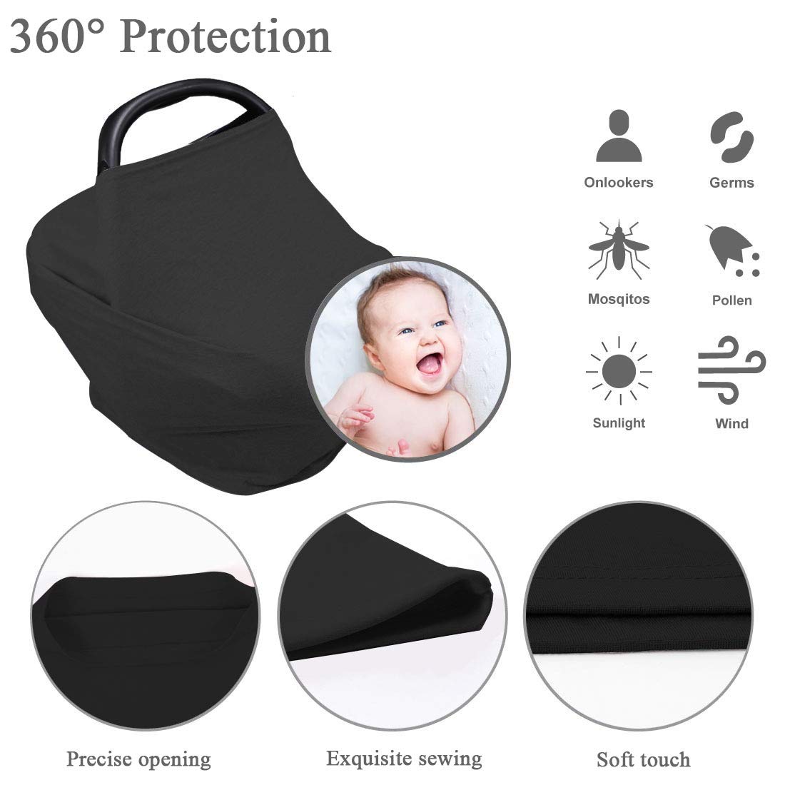 Nursing Cover for Baby Breastfeeding, Newborn Essentials Breathable Car Seat Covers up for Babies Boy Girl Infant Added Privacy for Carseat Canopy New Mom Must Haves Stuff Shower Gifts Registry Search