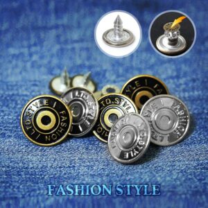 20 Sets Replacement Jean Buttons, 17mm Combo Copper Tack Buttons Replacement Kit with Rivets and Metal Base in Plastic Storage Box