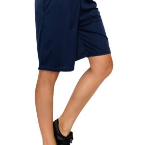 EttelLut - Women's Knee Length Loose Shorts with Side Pockets and Drawstring - Navy Medium