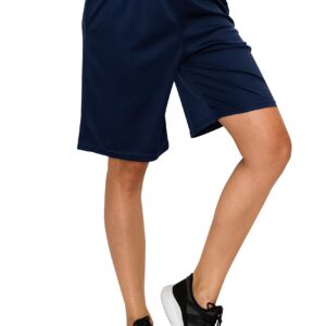 EttelLut - Women's Knee Length Loose Shorts with Side Pockets and Drawstring - Navy Medium