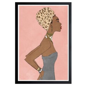 wynwood studio fashion and glam framed wall art prints 'prowess queen blush' home décor, 13" x 19", pink, brown