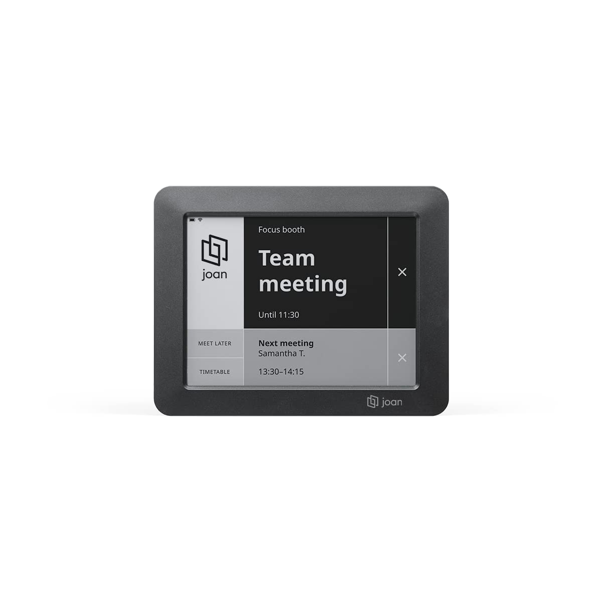 Joan 6 Black: Wireless E Ink Touch 6-Inch Display Meeting Scheduler - Smart Office Organizer, Calendar Sync