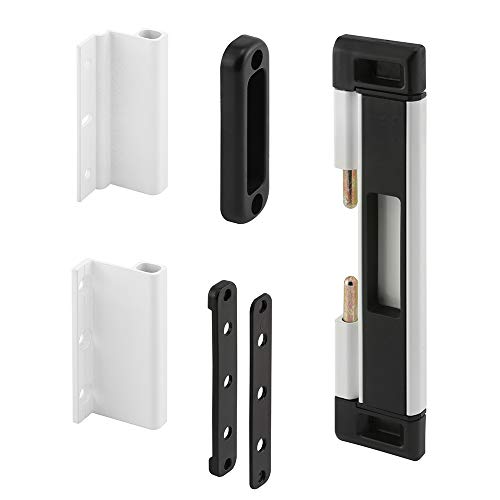 Prime-Line U 11037 Patio Door Deadbolt Lock, 8 In. Overall Height, Steel Bar, Surface (1 Kit), White/Black