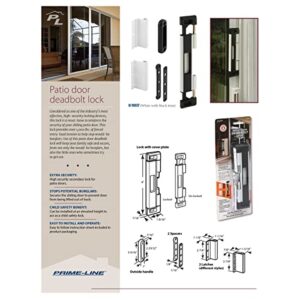 Prime-Line U 11037 Patio Door Deadbolt Lock, 8 In. Overall Height, Steel Bar, Surface (1 Kit), White/Black