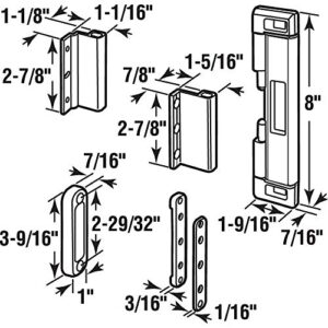 Prime-Line U 11037 Patio Door Deadbolt Lock, 8 In. Overall Height, Steel Bar, Surface (1 Kit), White/Black