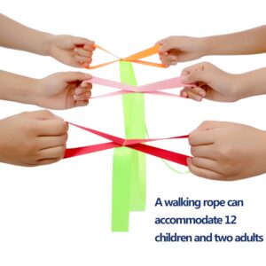 2 Packs Short Walking Rope with 12 Handles Outdoor Safety Daycare Rope for Preschool Kids Children Toddlers Daycare Schools Teachers, 12 Children 2 Adults