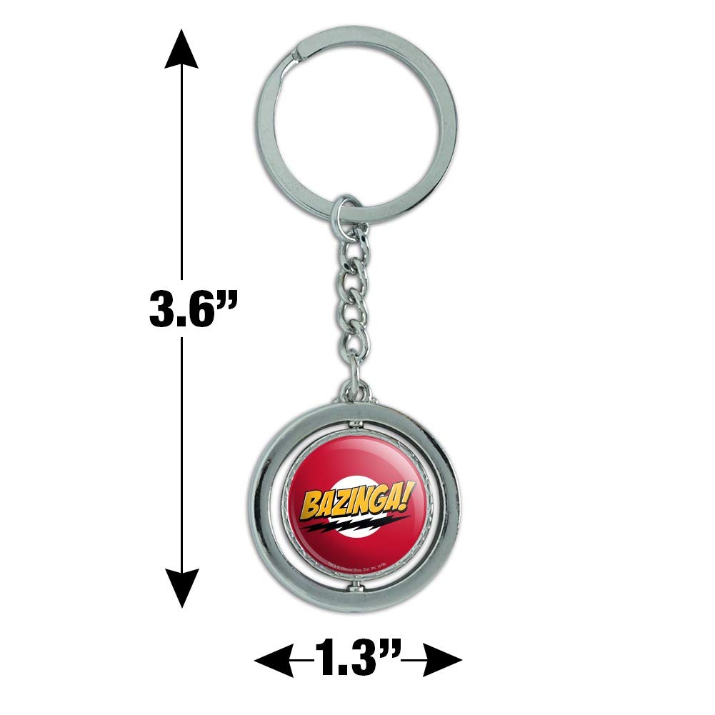 GRAPHICS & MORE The Big Bang Theory Sheldon Bazinga Keychain Spinning Round Chrome Plated Metal