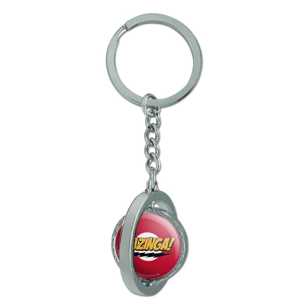 GRAPHICS & MORE The Big Bang Theory Sheldon Bazinga Keychain Spinning Round Chrome Plated Metal