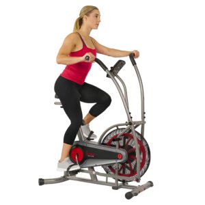 sunny health & fitness motion air bike, fan exercise bike with unlimited resistance and tablet holder - sf-b2916,black