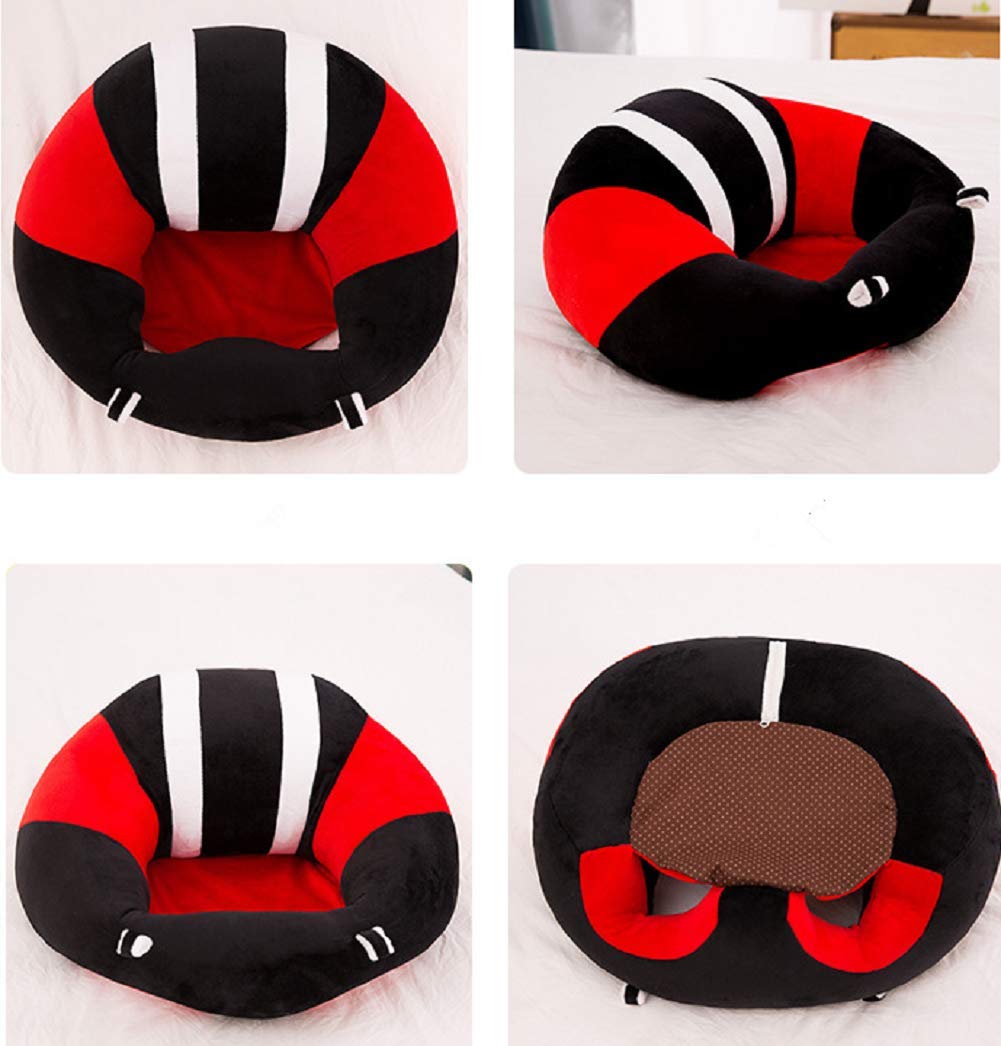 Syhonic Baby Kids Support Seat Sofa Plush Soft Animal Shaped Baby Learning to Sit Chair Keep Sitting Posture Comfortable for 3-16 Months Baby(Black & Red)