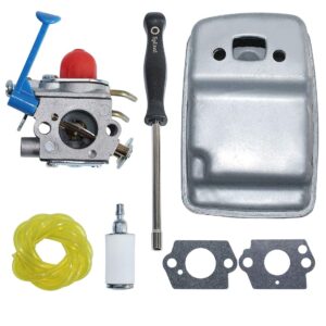 aumel 545081848 carburetor exhaust muffler w/carb adjustable tool kit for husqvarna 128c 128l 128ldx string trimmer c1q-w40a 574031502.