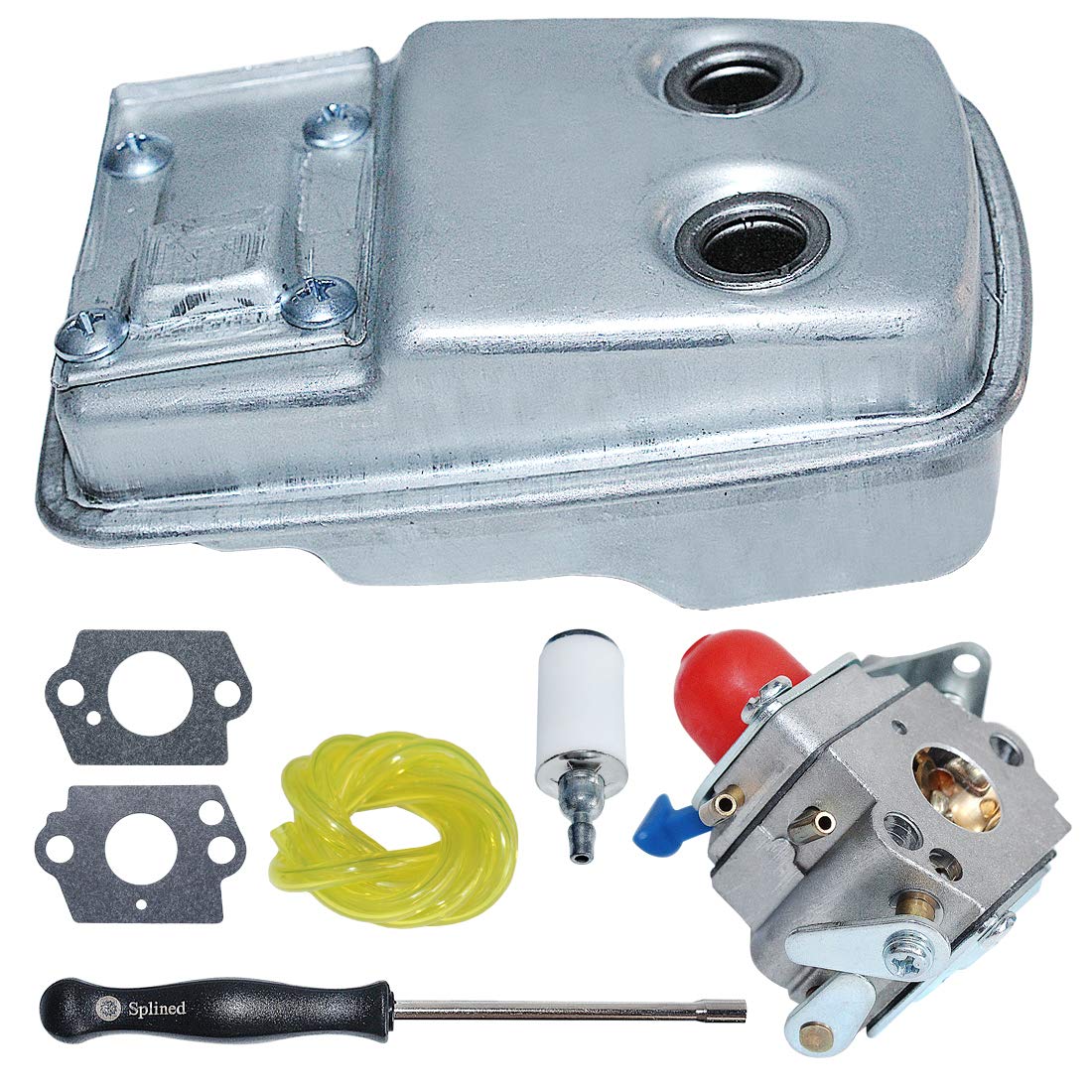 AUMEL 545081848 Carburetor Exhaust Muffler w/Carb Adjustable Tool Kit For Husqvarna 128C 128L 128LDX String Trimmer C1Q-W40A 574031502.