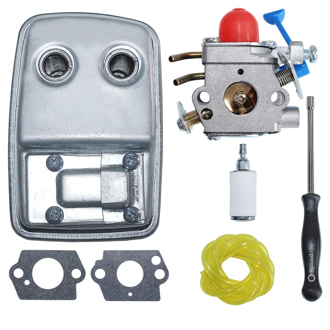 AUMEL 545081848 Carburetor Exhaust Muffler w/Carb Adjustable Tool Kit For Husqvarna 128C 128L 128LDX String Trimmer C1Q-W40A 574031502.