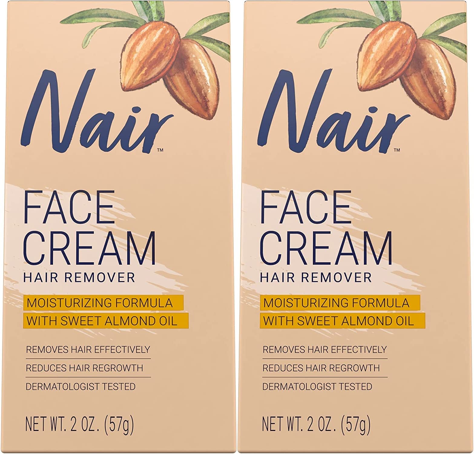 Nair Hair Remover Face Cream, 2 Oz, Pack of 2