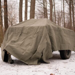 WHITEDUCK Canvas Tarp Heavy Duty Waterproof 18 oz. Mold & UV Resistant, Rustproof Grommets, Industrial & Commercial Cloth Tarp (Cut Size: 7'x9', Finished Size: 6'6" x 8'6", Olive)…