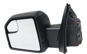kool-vue mirror compatible with 2015-2020 ford f-150 driver side manual folding, textured black, blind spot glass, manual glass