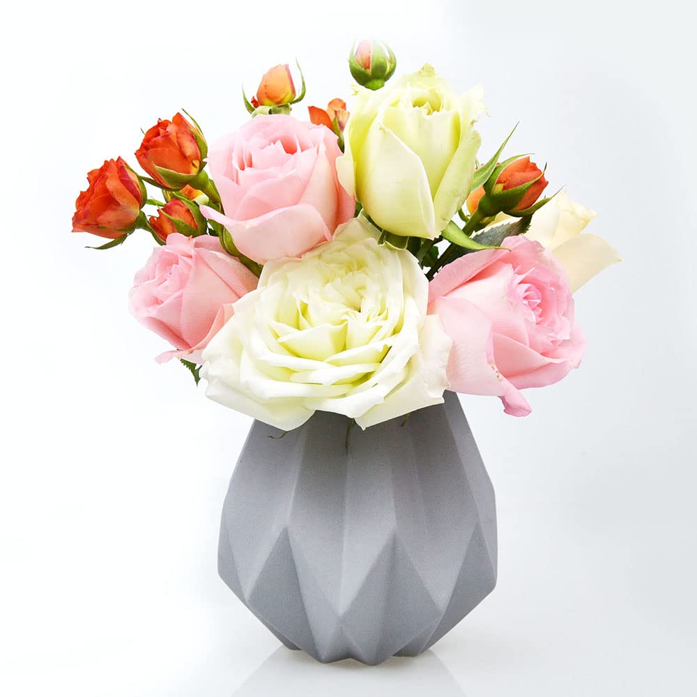 ZEALLUX Geometric Line Ceramic Vase Origami Style Dried Flower Vase Home Decoration
