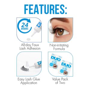 DUO Strip Lash Adhesive White/Clear, for Strip False Eyelash, 0.25 oz, 2-Packs