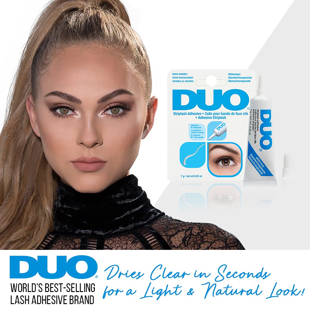 DUO Strip Lash Adhesive White/Clear, for Strip False Eyelash, 0.25 oz, 2-Packs