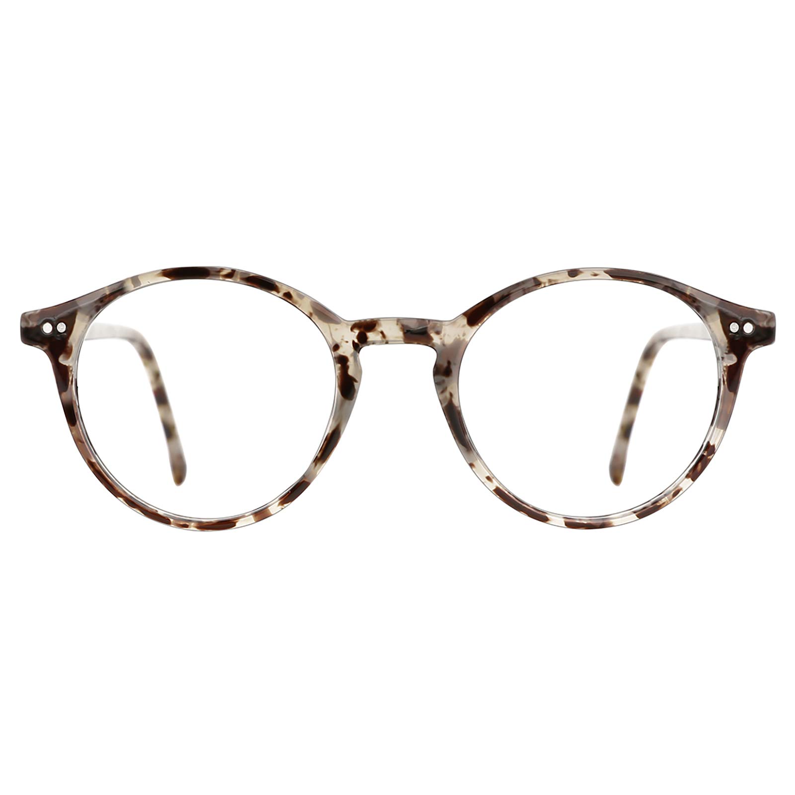 TIJN Blue Light Blocking Glasses Men Women Vintage Thick Round Rim Frame Eyeglasses(Marble Tortoise)