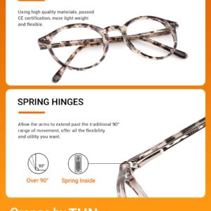 TIJN Blue Light Blocking Glasses Men Women Vintage Thick Round Rim Frame Eyeglasses(Marble Tortoise)