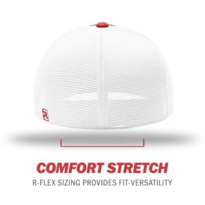 Richardson Unisex 172 Trucker Pulse Sportmesh R-Flex Baseball Cap, Tri Black/White/Red SM-MD, Small/Medium