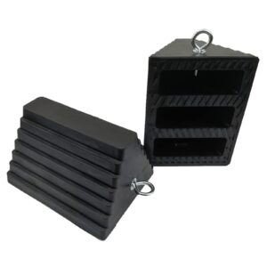 ROBLOCK 2 Pack Wheel Chocks Rubber Heavy Duty Black with Eyebolt, 9" Length x 7.1" Width x 5.5" Height