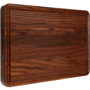 azrhom large walnut wood cutting board for kitchen 17x11 (gift box) with juice groove handles non-slip mats thick reversible butcher block chopping board cheese charcuterie board